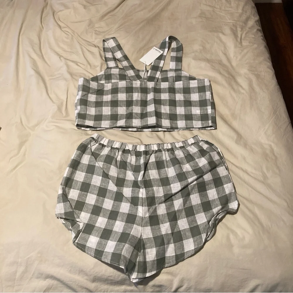 Vitamin A Tallows Crop & Short Green Checkered Set - Picture 3 of 7